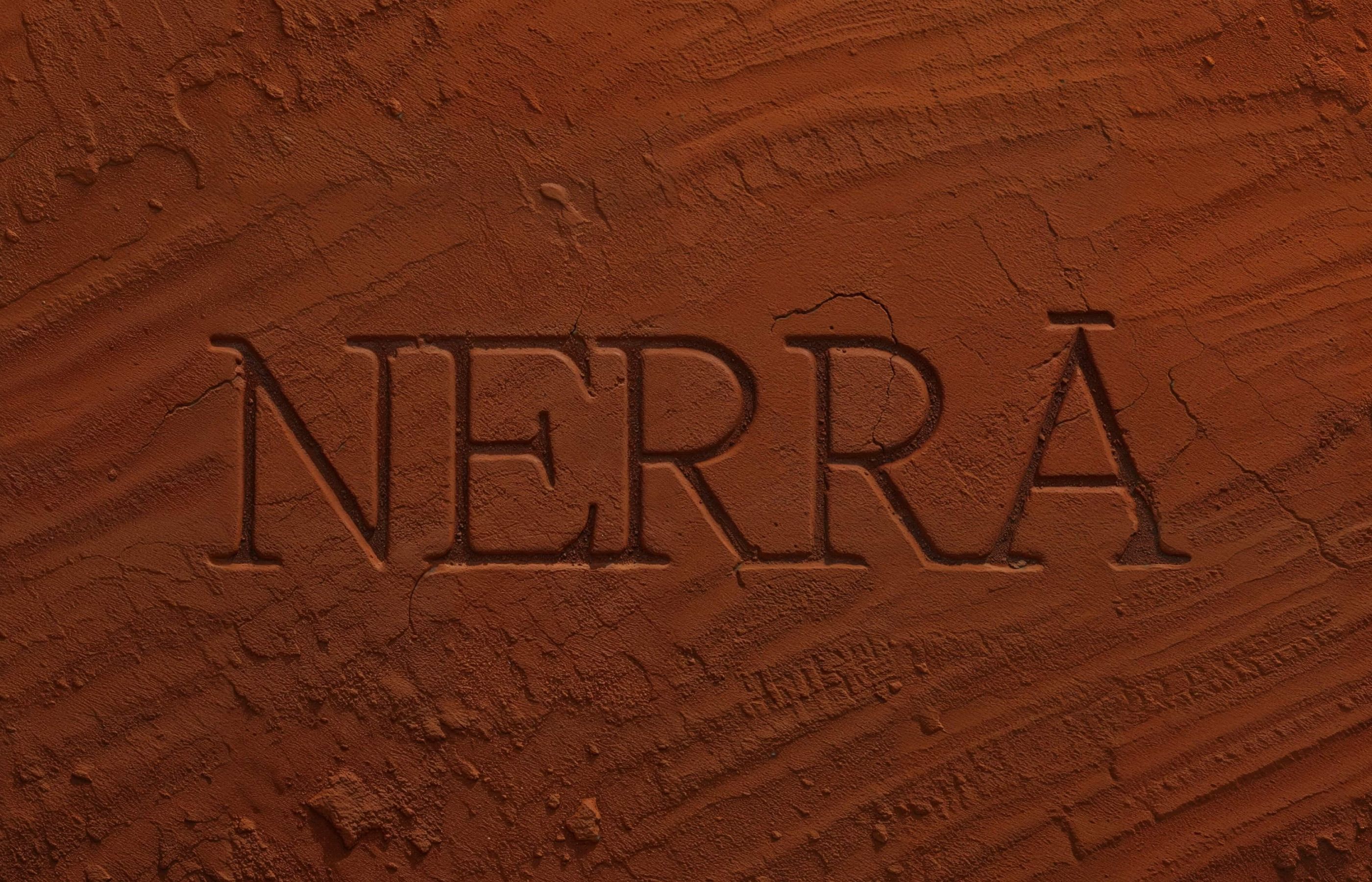 Nerra brand name embossed in terracotta clay texture